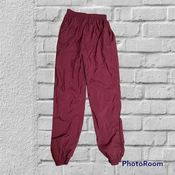 Vintage 80s Fuchsia Nylon Ankle Zip Joggers - Picture 1 of 6